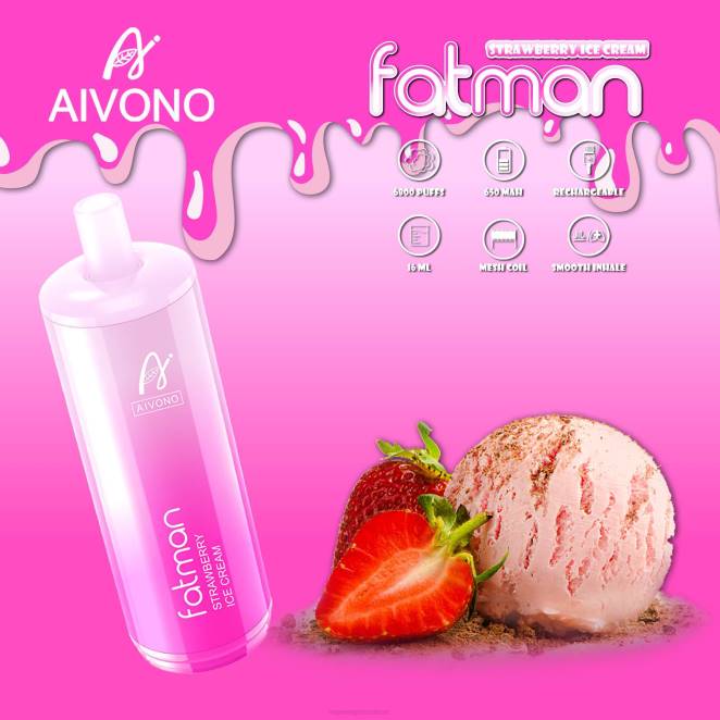 Eliquide En Gros - Aivono FATMAN 6800 glace à la fraise 446J21