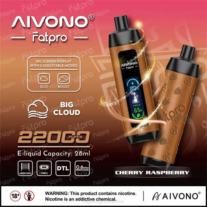 Cigarette Electronique En Gros - Aivono Fatpro 22000 cerise framboise 446J4