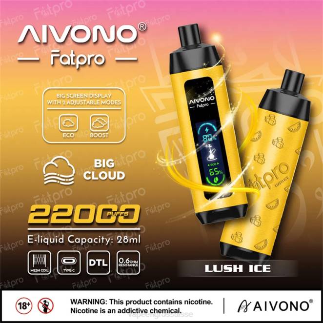 Cigarette Électronique Genève - Aivono Fatpro 22000 glace luxuriante 446J3