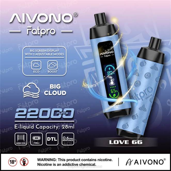 E Liquide Suisse - Aivono Fatpro 22000 amour 66 446J6