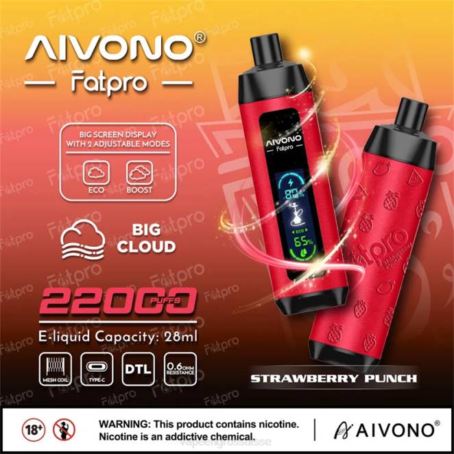 Vapoteuse En Gros - Aivono Fatpro 22000 punch aux fraises 446J8