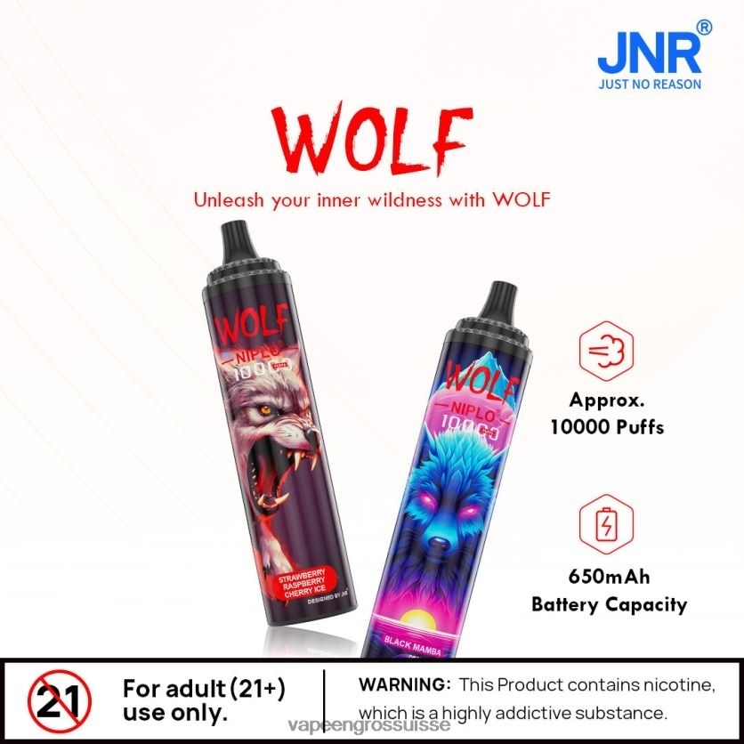 Vape En Gros Suisse - cerise bleue 82F242100 JNR WOLF NIPLO