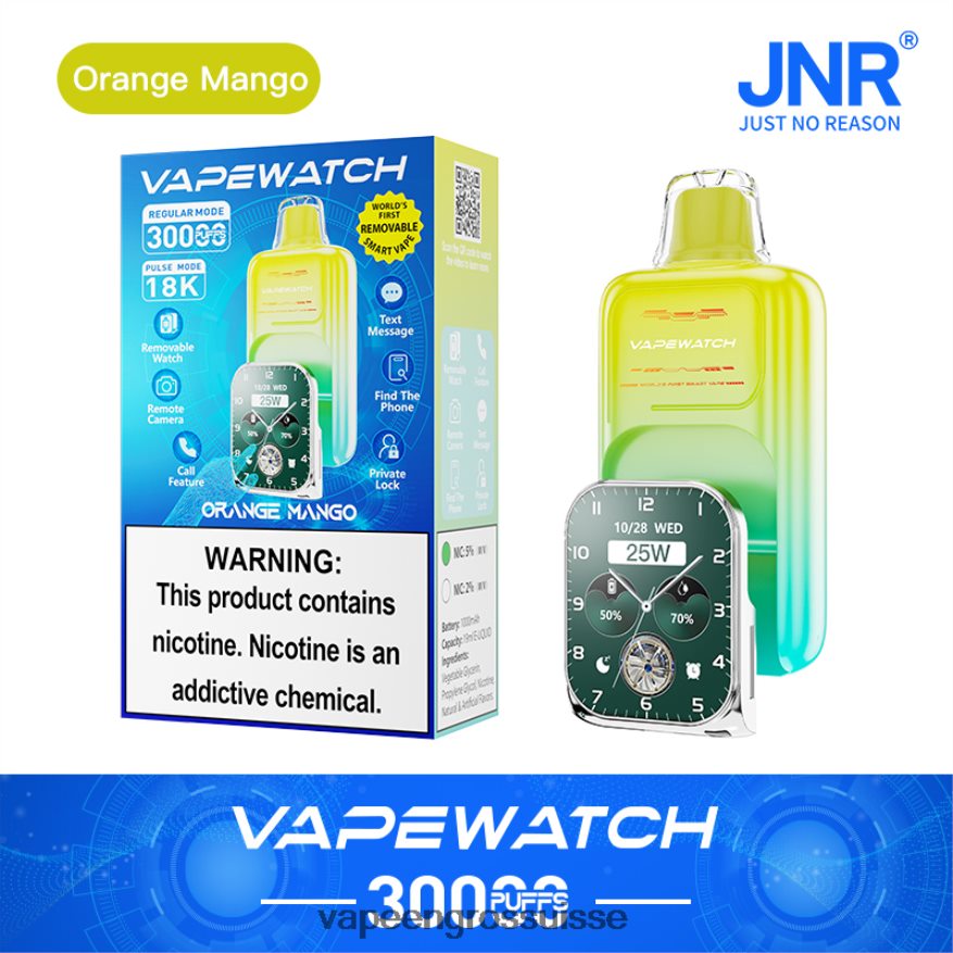 Vape Genève - JNR montre vape 2X4J6D2 mangue orange