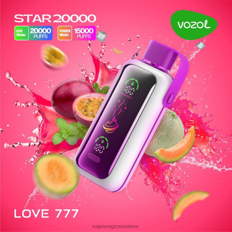 Vape Sans Nicotine Rechargeable - amour 777 VOZOL STAR 20000 6LX6N12